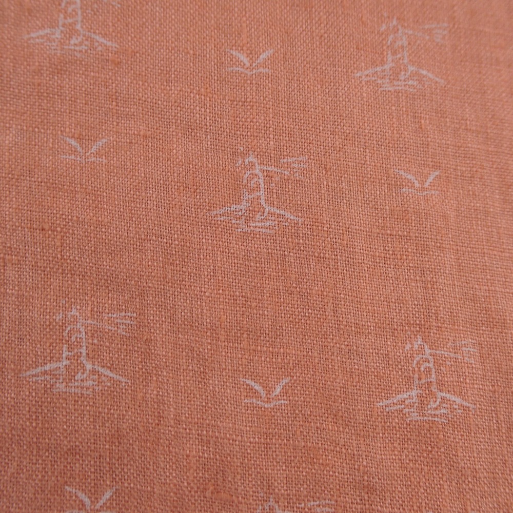 Ralph Lauren Shirt Mens Large Orange Lighthouse Print Linen Short Sleeve Classic - Picture 6 of 12